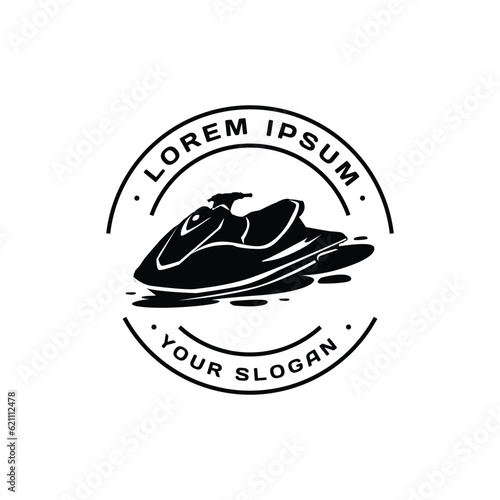 Jet ski emblem design logo illustration