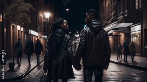 Black Couple on Date Spending A Romantic Night Out Together Created With Generative Ai
