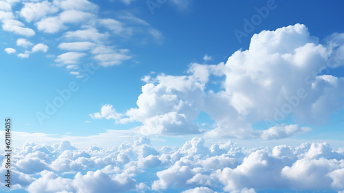 Beautiful blue sky and clouds with daylight natural background. Generative ai.