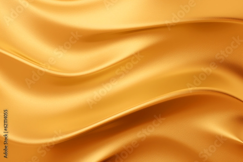 Gold fabric cloth texture background with abstract soft waves. Generative ai. © ParinPIX