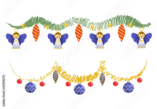 Obraz na płótnie Ilustración sobre transparencia de guirnaldas para decorar en Navidad