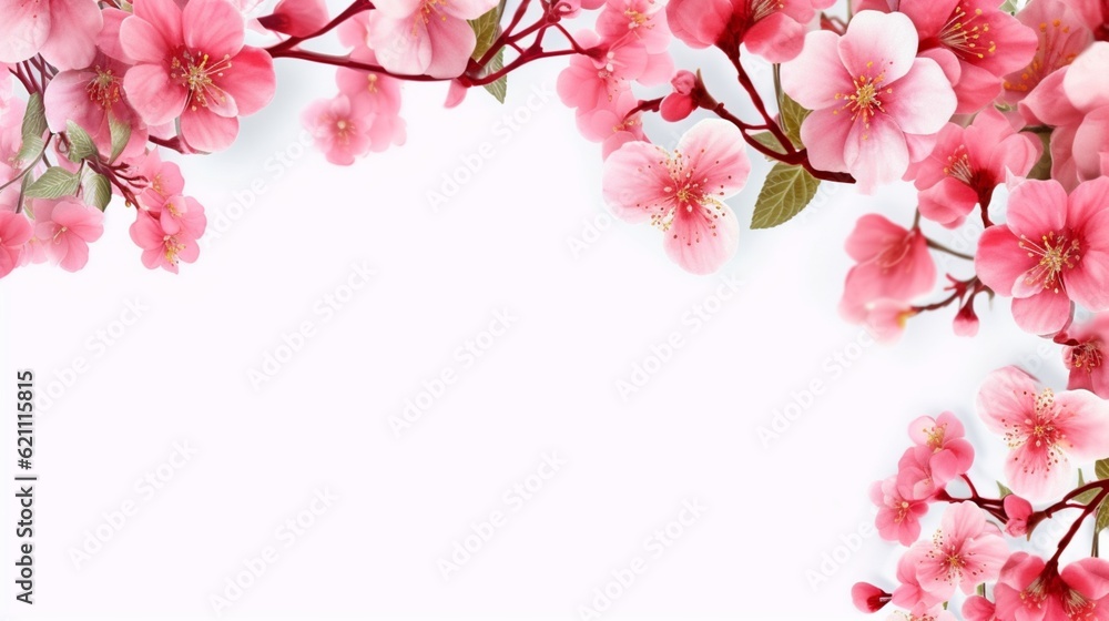 Obraz premium Pink flower copy space background. AI Generated