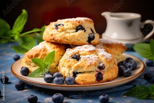 Professional food photography of blueberry scones