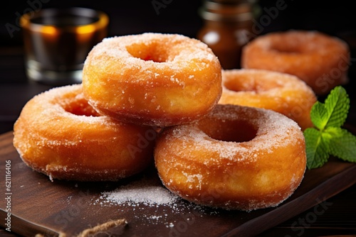 Professional food photography of sugar donuts 