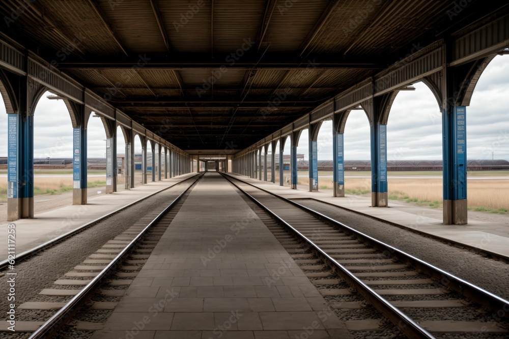 A deserted platform at an old railway station