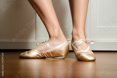 A dancer s ballet shoe leaving behind a trail of musical notes