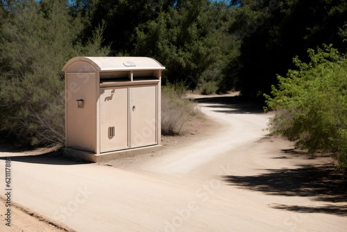 A mailbox at the end of a long dusty driveway