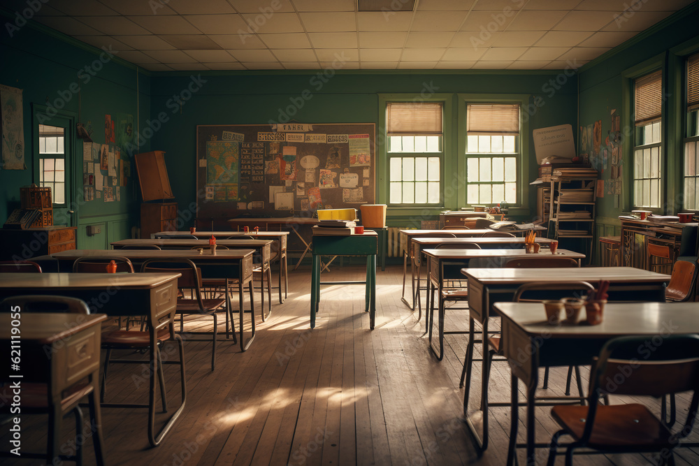 Classroom at school. Generative AI Classroom at school. Generative AI