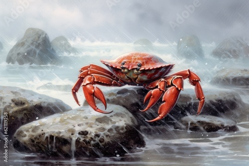 The crab was painted with ink. Illustration of exceptional quality © 2rogan
