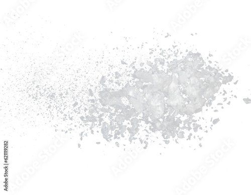 Ice Cubes explosion flying, crystal clear ice wave floating, fall down in air. Ice Brick crack cube is frozen water healthy thirsty. Black background Isolated high speed shutter, freeze stop motion