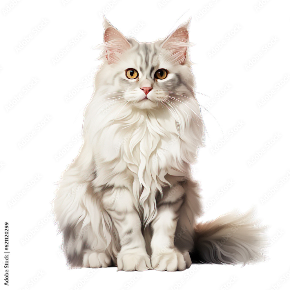 Realistic clipart of cat isolated on white background, AI Generation