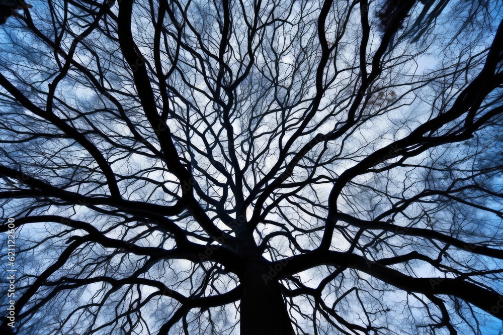 Winter tree branch silhouette seen from a low angle Winter tree branch silhouette seen from a low angle