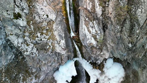 Waterfall Alamedin, drone from above shot photo