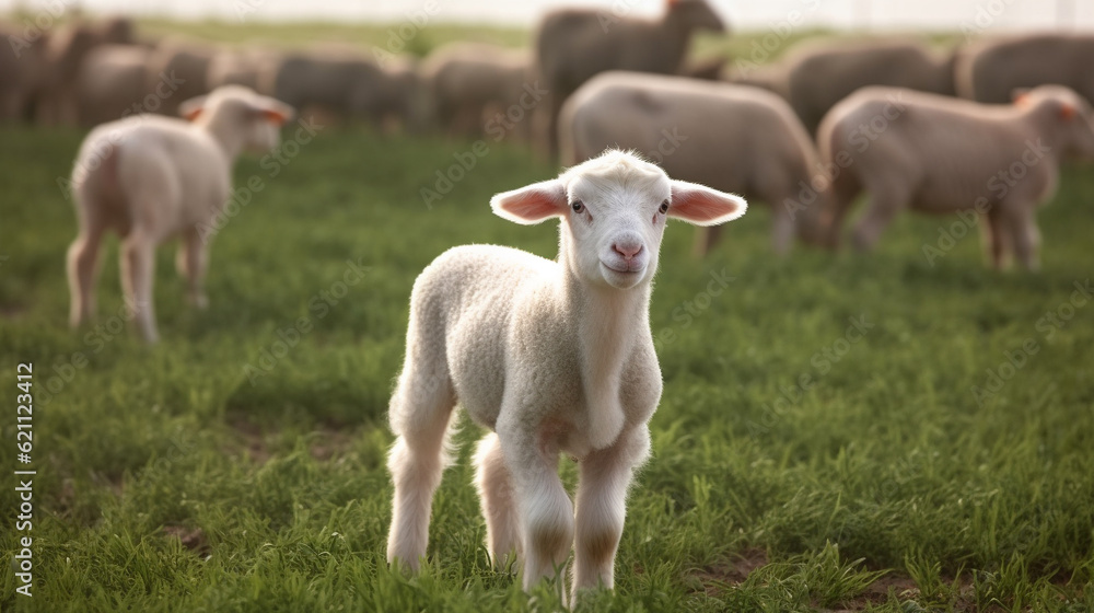 sheep and lamb  HD 8K wallpaper Stock Photographic Image