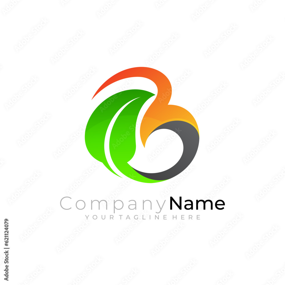 Abstract B logo and leaf design combination, tree logos Abstract B logo and leaf design combination, tree logos