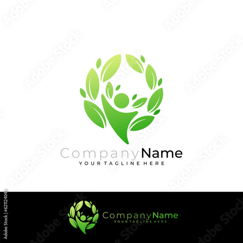 People care logo and leaf design nature, leaf and human design, tree