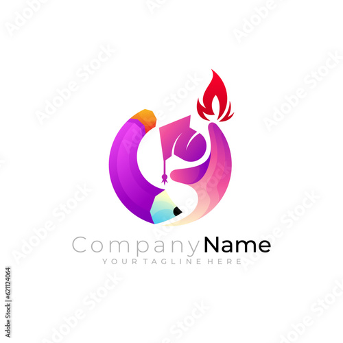 Pencil and student design combination, student logo achieves goals