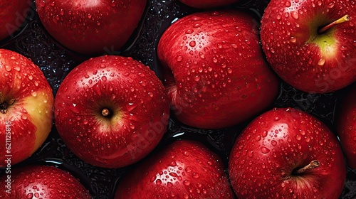 A Close-up Shot of Fresh Red Apples Sitting in Cold Water with Water Droplets on Them © Cydonian Studios