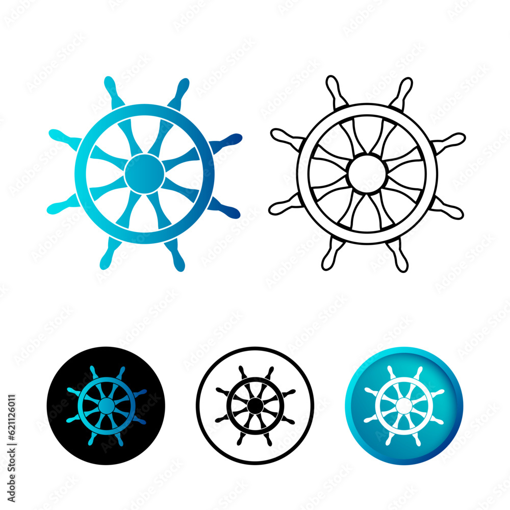 Abstract Boat Steering Wheel Icon Illustration
