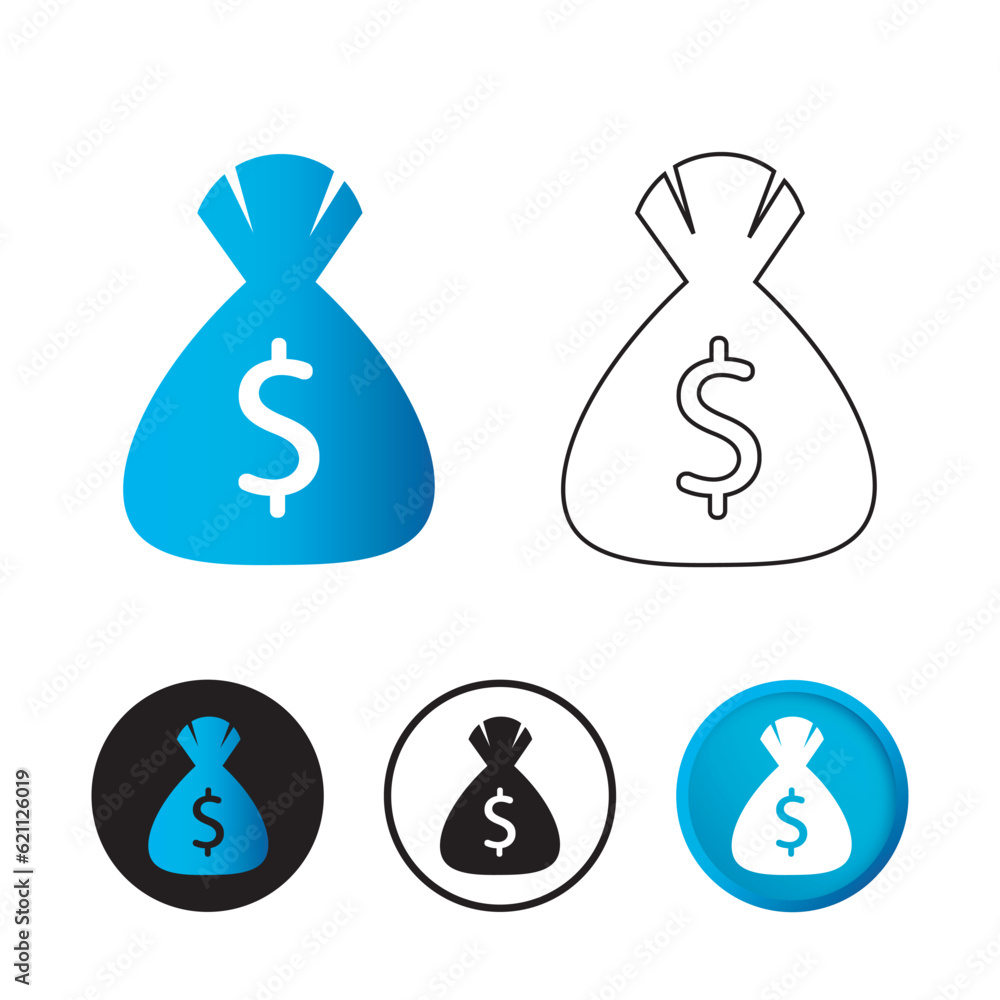Abstract Money Pouch Icon Set Abstract Money Pouch Icon Set