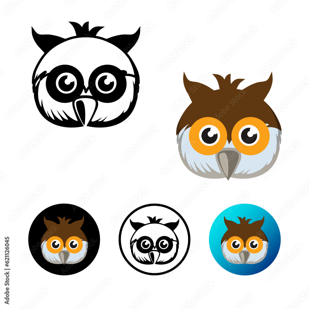 Flat Owl Head Icon Illustration Flat Owl Head Icon Illustration