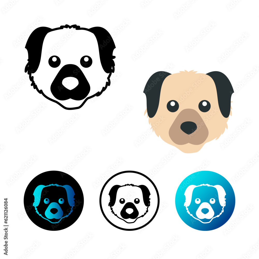 Fototapeta premium Flat Dog Head Icon Illustration
