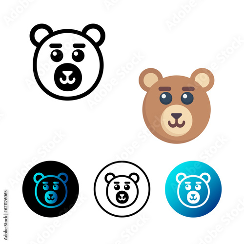 Flat Bear Head Icon Illustration