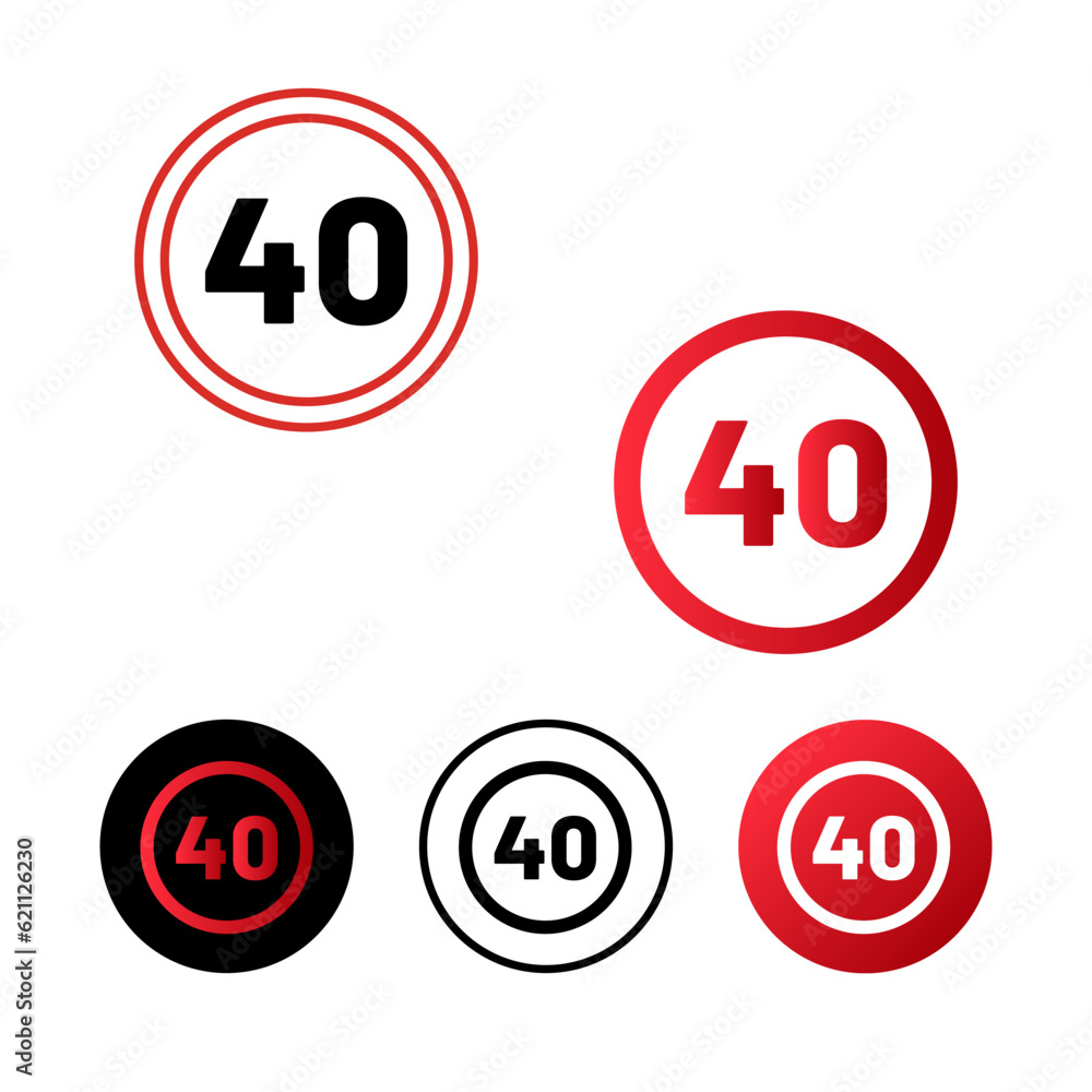 Speed Limit 40 Icon Design Speed Limit 40 Icon Design