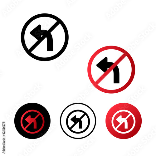 No Left Turn Icon Illustration