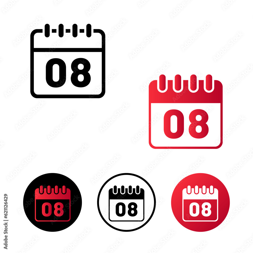 Calendar Day 8 Icon Illustration