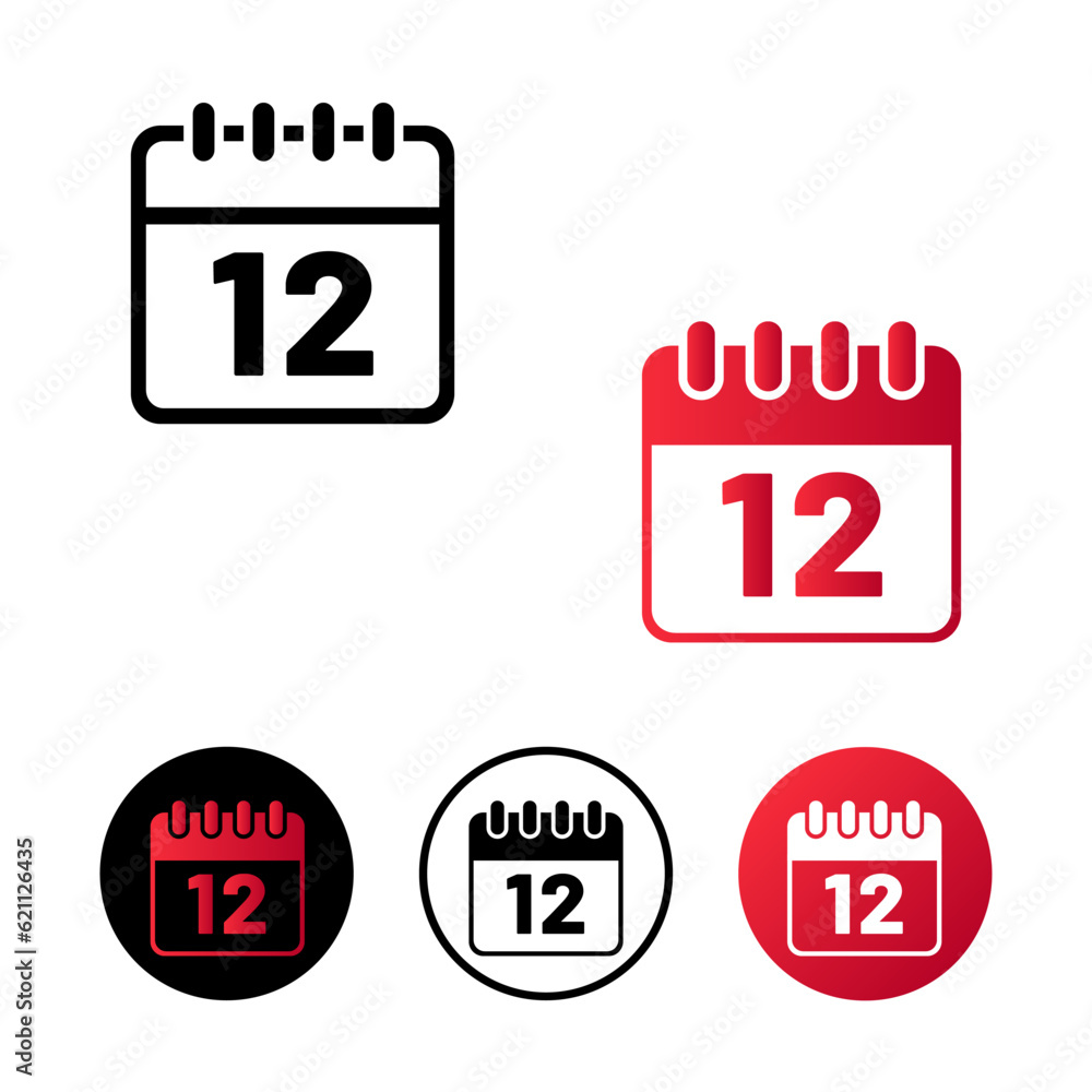Calendar Day 12 Icon Illustration