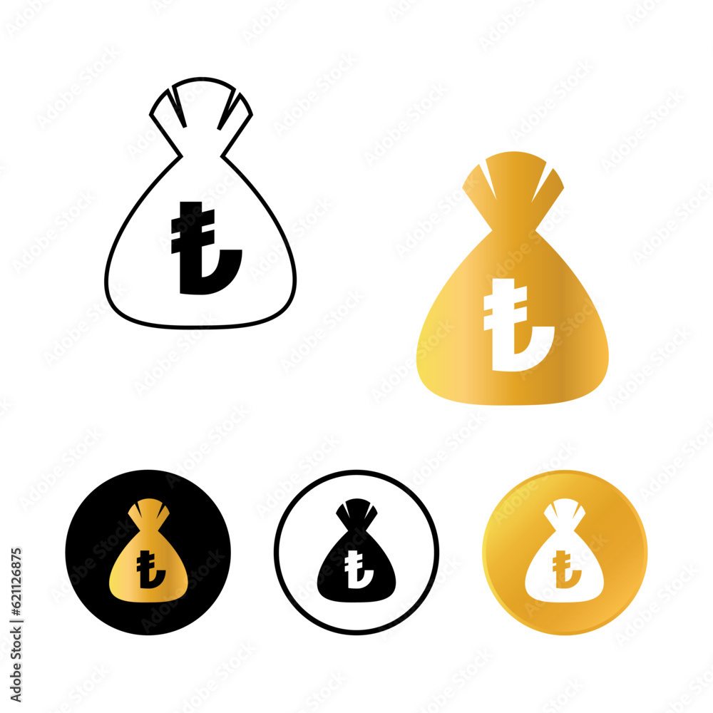 Abstract Turkish Lira Money Bag Icon Abstract Turkish Lira Money Bag Icon