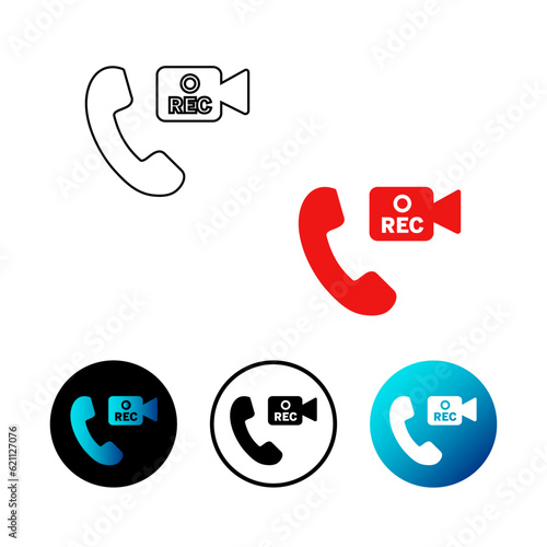 Abstract Video Call Record Icon Illustration