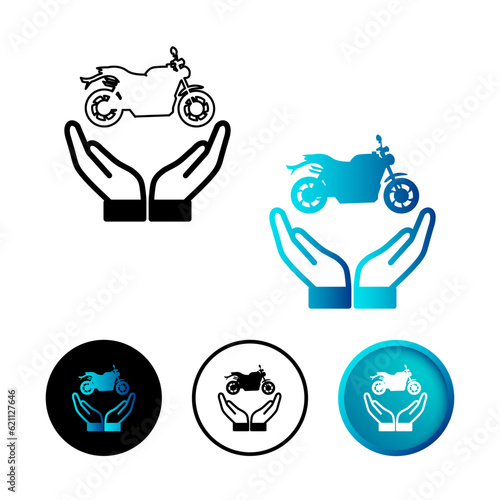 Abstract Motorcycle Insurance Icon Illustration