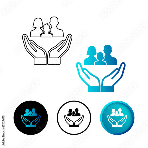Abstract Family Insurance Icon Illustration