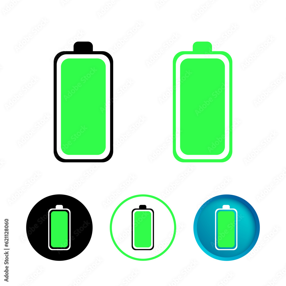 Abstract Battery Complete Charge Icon Set Abstract Battery Complete Charge Icon Set