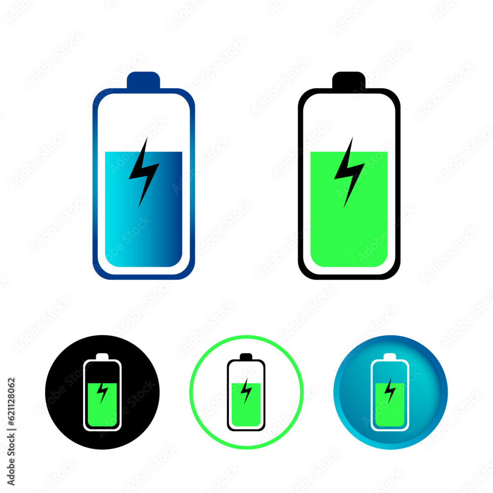 Abstract Battery Charging Icon Set Abstract Battery Charging Icon Set