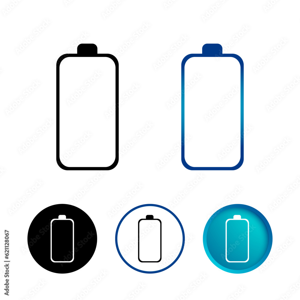 Abstract Battery Empty Charge Icon Set Abstract Battery Empty Charge Icon Set
