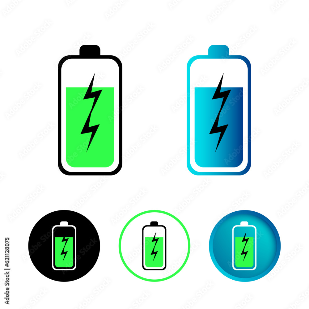 Abstract Battery Fast Charging Icon Set Abstract Battery Fast Charging Icon Set