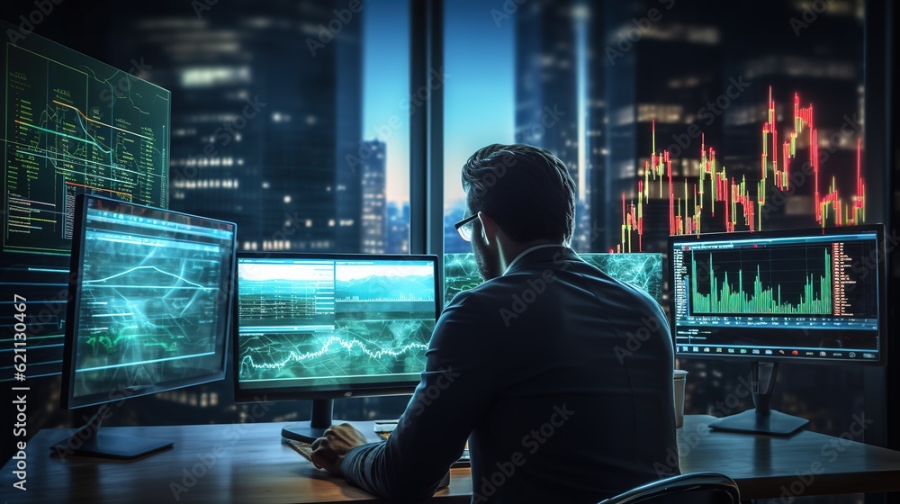 Business, Finance and Investment background, data analysis concept. Business teamwork analyzing financial report and market data, generative ai Business, Finance and Investment background, data analysis concept. Business teamwork analyzing financial report and market data, generative ai