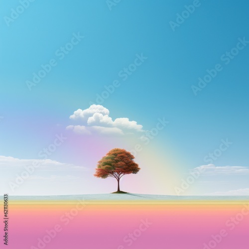Rainbow minimalist landscape.