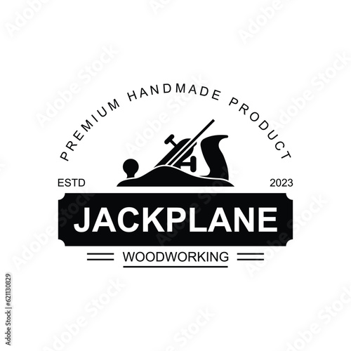 Vintage wood carpentry logo vector