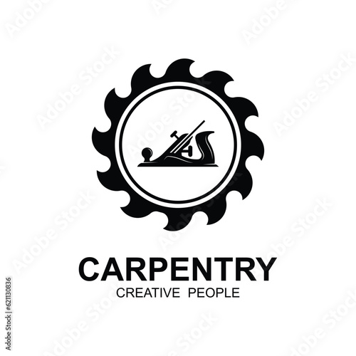 Vintage wood carpentry logo vector