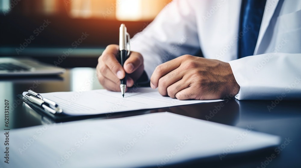 doctor signing a document, with generative ai doctor signing a document, with generative ai