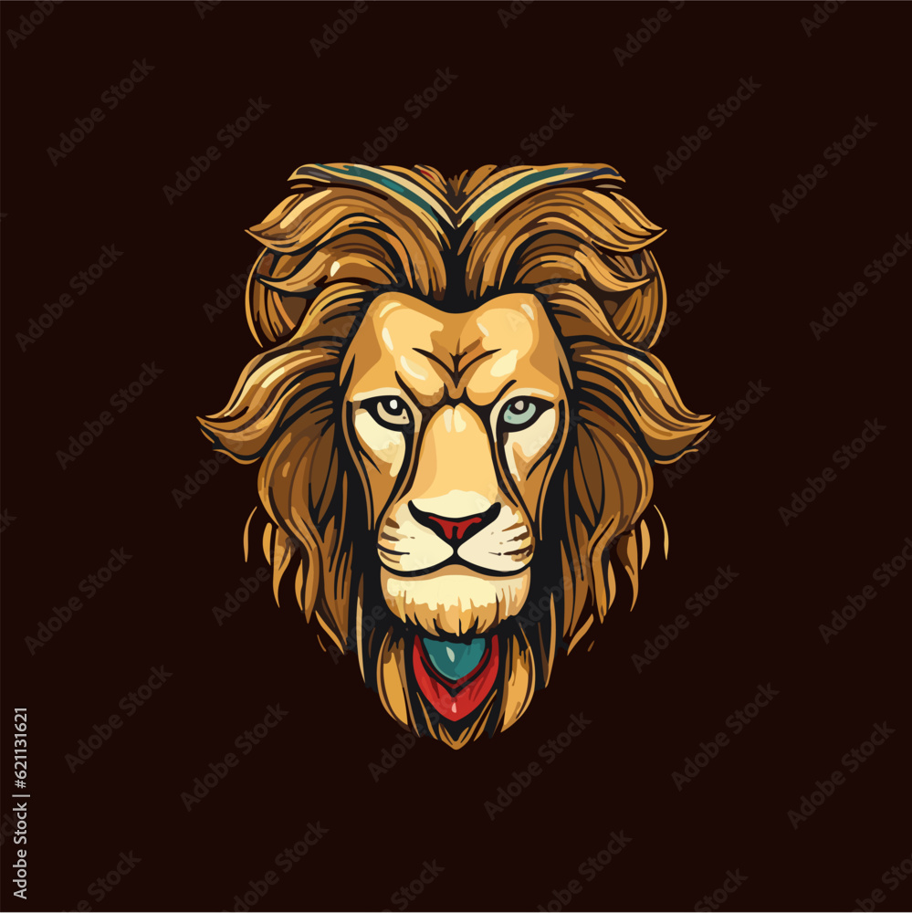 Minimalist vector of lion head with crown. Minimalist vector of lion head with crown.