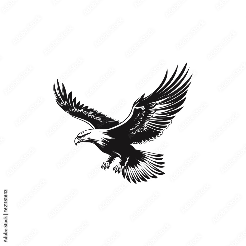Fototapeta premium Minimalist black and white eagle.