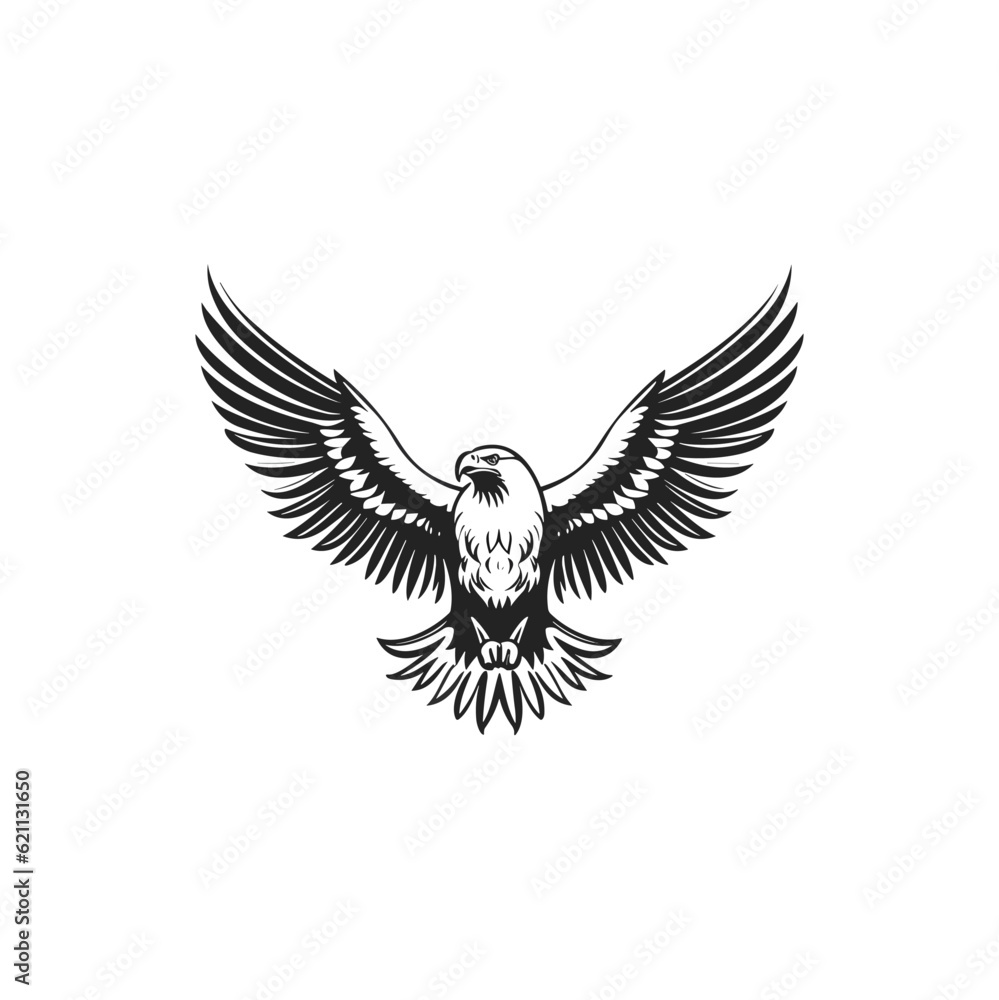 Obraz premium Minimalist black and white eagle.