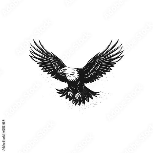 Minimalist black and white eagle.