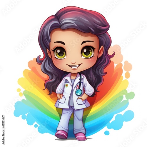 rainbow color nurse smiling 