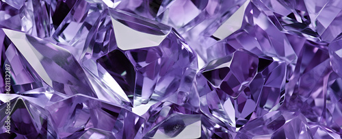 Purple diamond texture, crystal refractions banner background